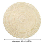 38cm Round Braided Placemats Set of 4, Washable Heat Resistant Circle Boho Place Mats for Kitchen Dining Table -（beige）