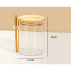 15 oz/450 ml Glass Storage Canister with with Airtight Lid, Cute Clear Decorative Container Jar with Wooden Spoon for Coffee Spice Candy