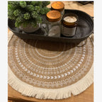 Placemats Set of 4 - Boho Cotton Woven Round Tassels Table Mats for Dining Room Kitchen Table Decor(Tassel circular pattern)