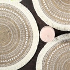 Placemats Set of 4 - Boho Cotton Woven Round Tassels Table Mats for Dining Room Kitchen Table Decor(Tassel circular pattern)