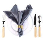 Satin Cloth Napkins and Napkin Rings Set of 12, Smooth Fabric Table Napkins and Napkin Holder for Wedding, Birthday Dinner Party, Family Gatherings, Table Decor (gold)