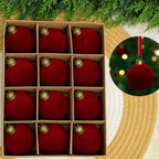 Velvet Flocked Christmas Baubles – Burgundy | Set of 24