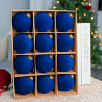 Flocked Christmas Baubles – Royal Blue | 24pc