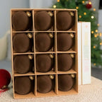 Flocked Christmas Baubles – Dark Brown | 24pc