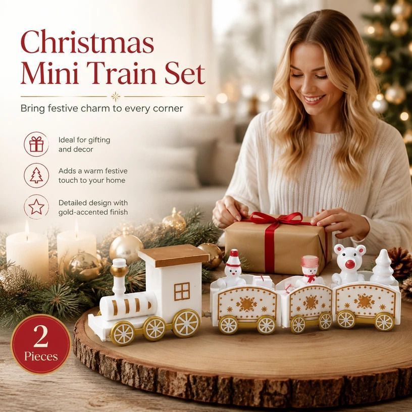 White Gift Box Christmas Train – 2 Pack