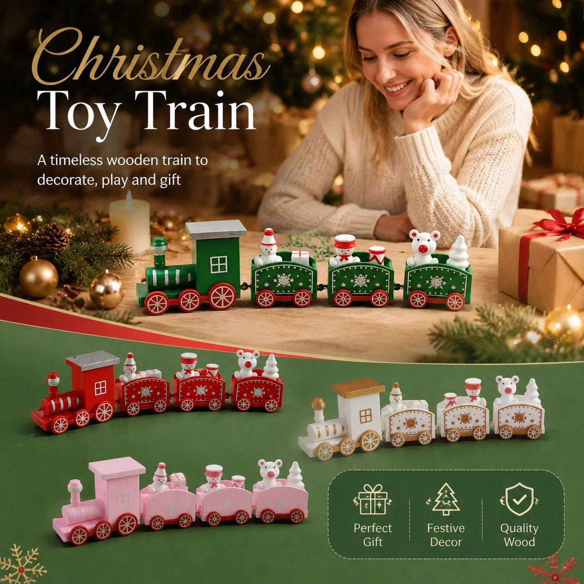 White Gift Box Christmas Train – 2 Pack