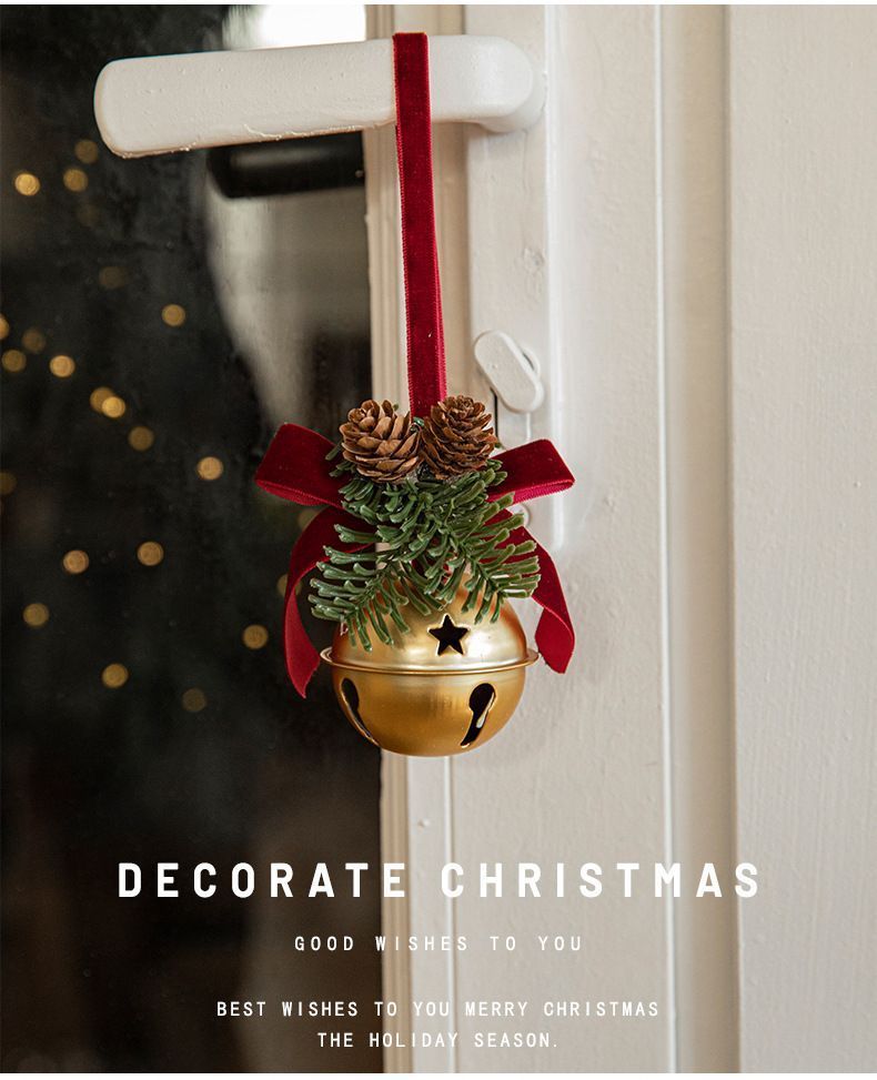 Red Velvet Bow Christmas Bell – Gold
