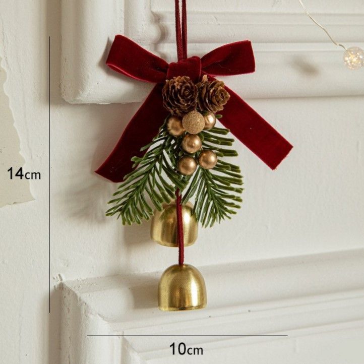 Double Metal Christmas Bells – Red Velvet Bow