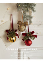 Double Metal Christmas Bells – Red Velvet Bow