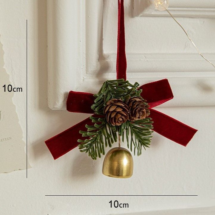 Red Velvet Bow Christmas Bell – Gold