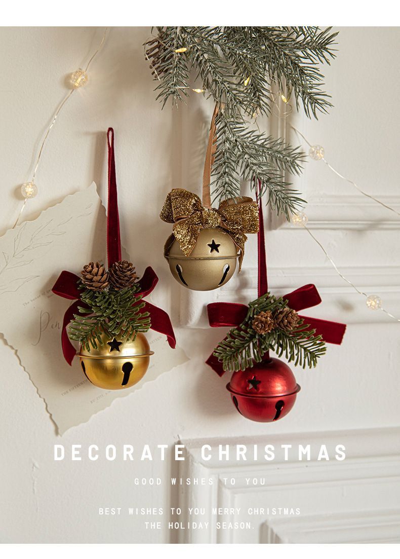 Red Velvet Bow Christmas Bell – Gold