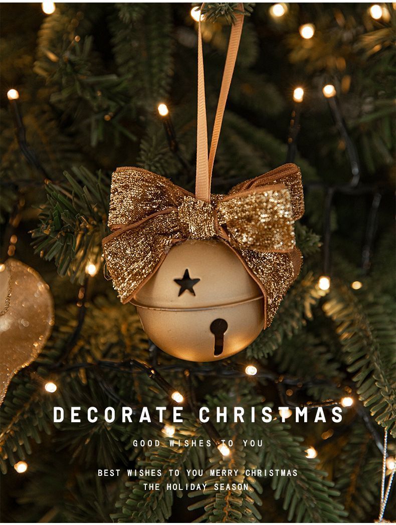 Red Velvet Bow Christmas Bell – Gold