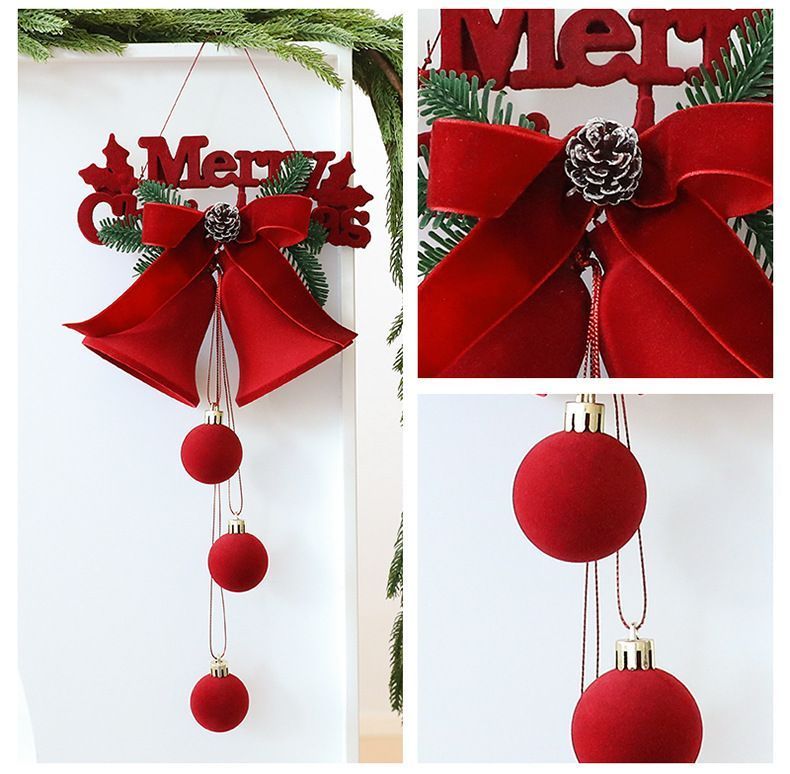 Red Flocked Christmas Bell