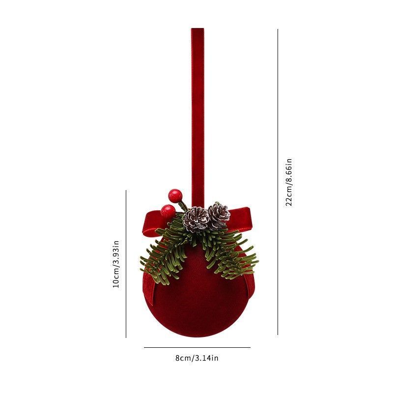 Red Flocked Christmas Bauble Pendant