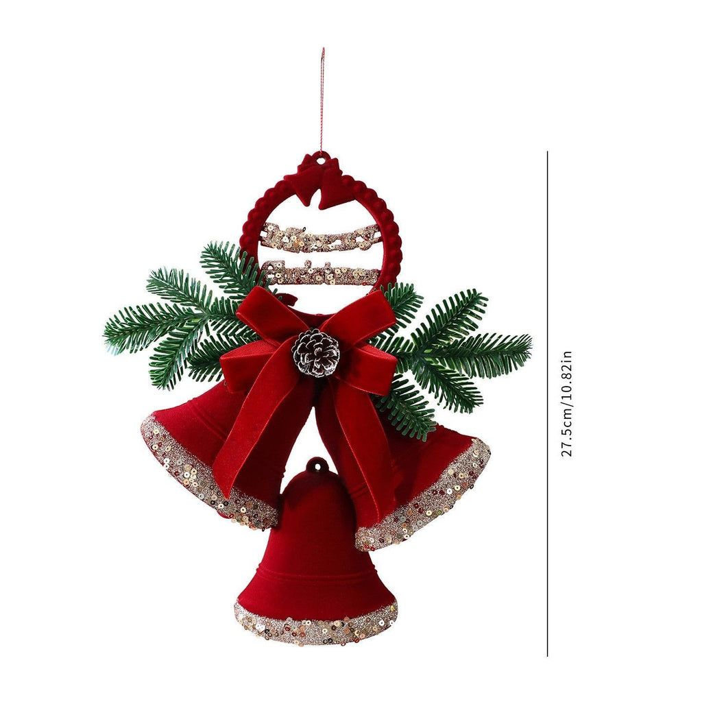 Red Flocked Double Bell Ornament