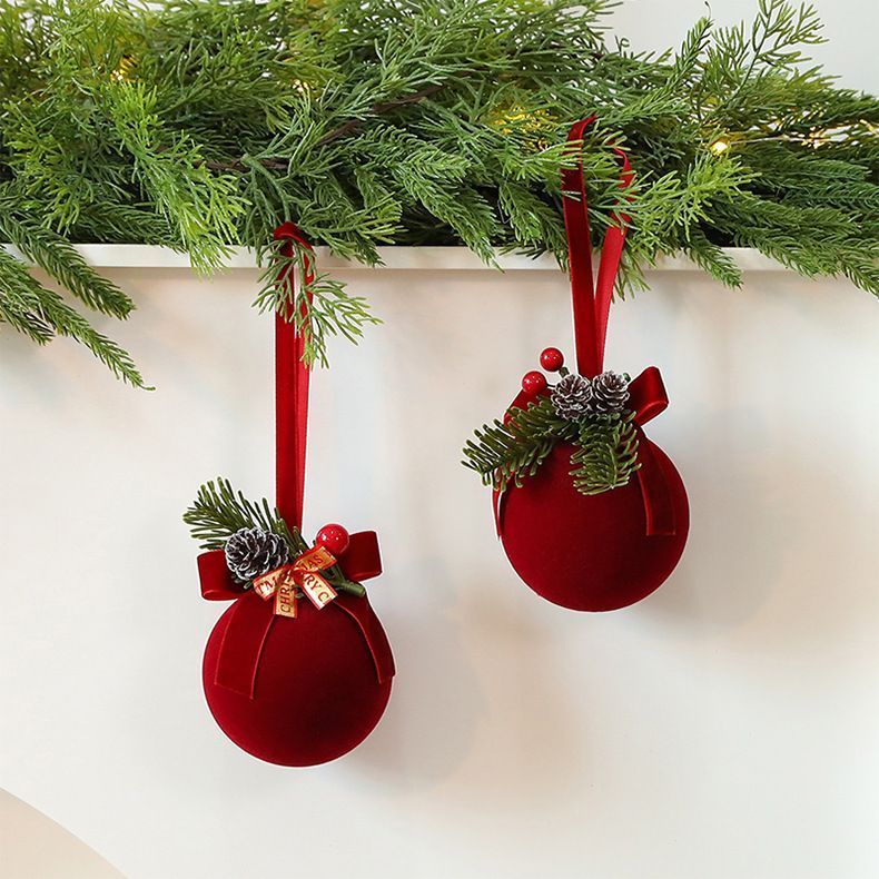 Red Flocked Double Bell Ornament