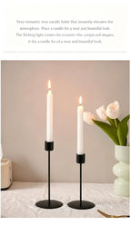 Round Tray Iron Candle Holder 6.8cm, Black Candlestick 2 Pack, Minimalist Table Ornament, Christmas Halloween Indoor Layout Decor