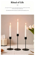 Round Tray Iron Candle Holder 6.8cm, Black Candlestick 2 Pack, Minimalist Table Ornament, Christmas Halloween Indoor Layout Decor