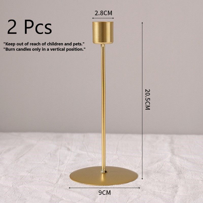 7.8cm Disc Base Metal Candlestick, Black Candle Holder 2 Pack, Artistic Table Accessory, Christmas Halloween Home Scene Prop