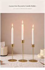 7.8cm Disc Base Metal Candlestick, Black Candle Holder 2 Pack, Artistic Table Accessory, Christmas Halloween Home Scene Prop