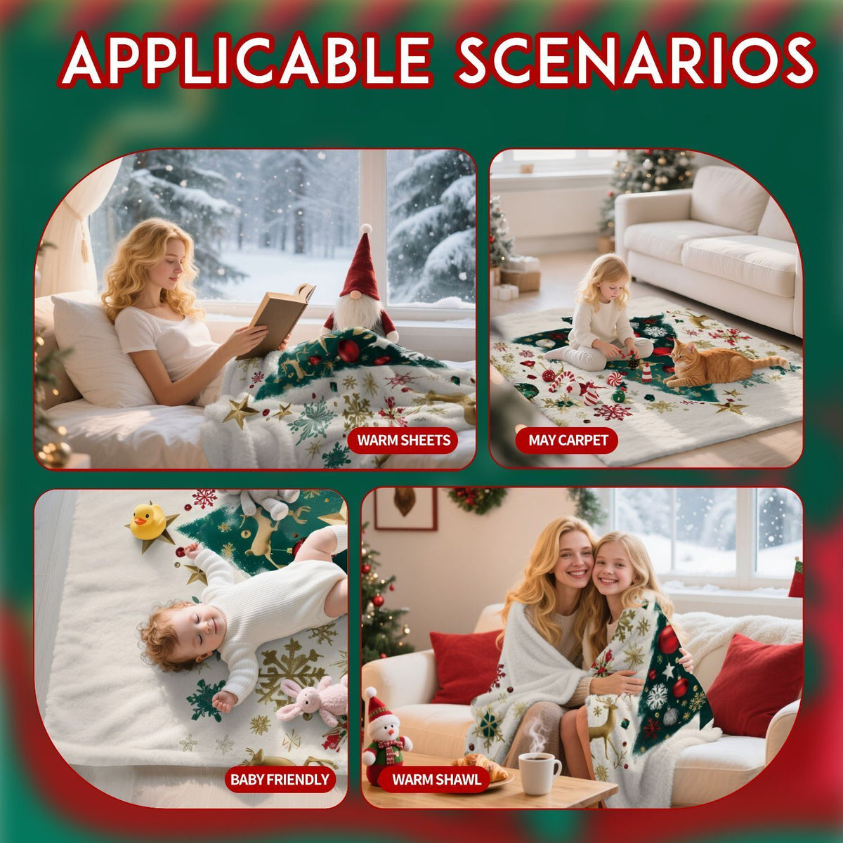 Festive Flannel Throw Blanket – 75 × 100cm | Christmas Design