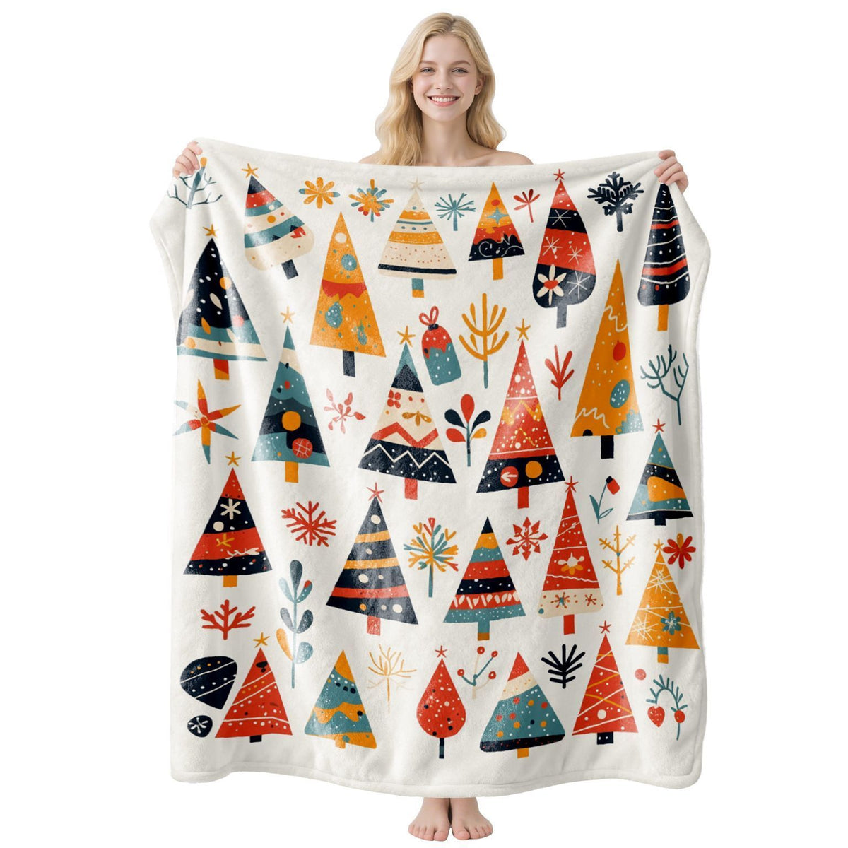Festive Flannel Throw Blanket – 100 × 130cm | Christmas Design