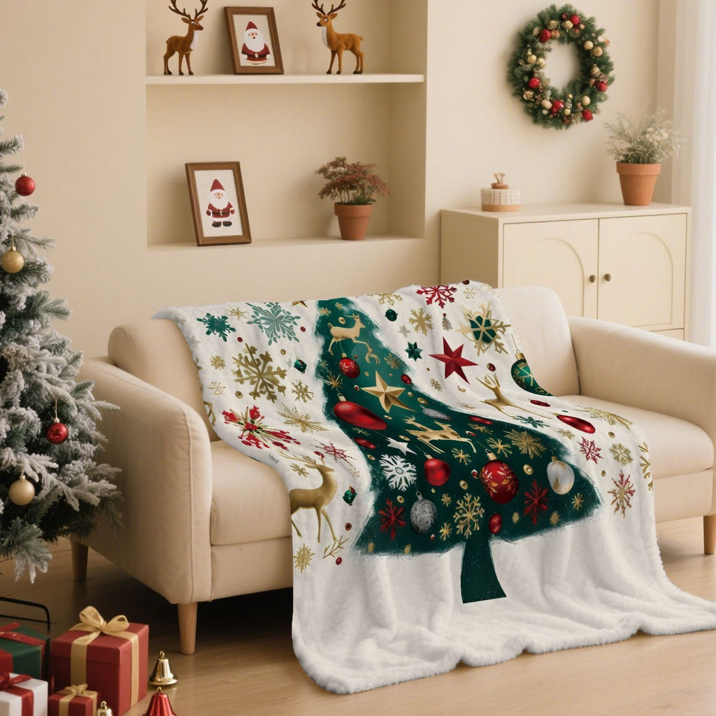Festive Flannel Throw Blanket – 100 × 130cm | Christmas Design