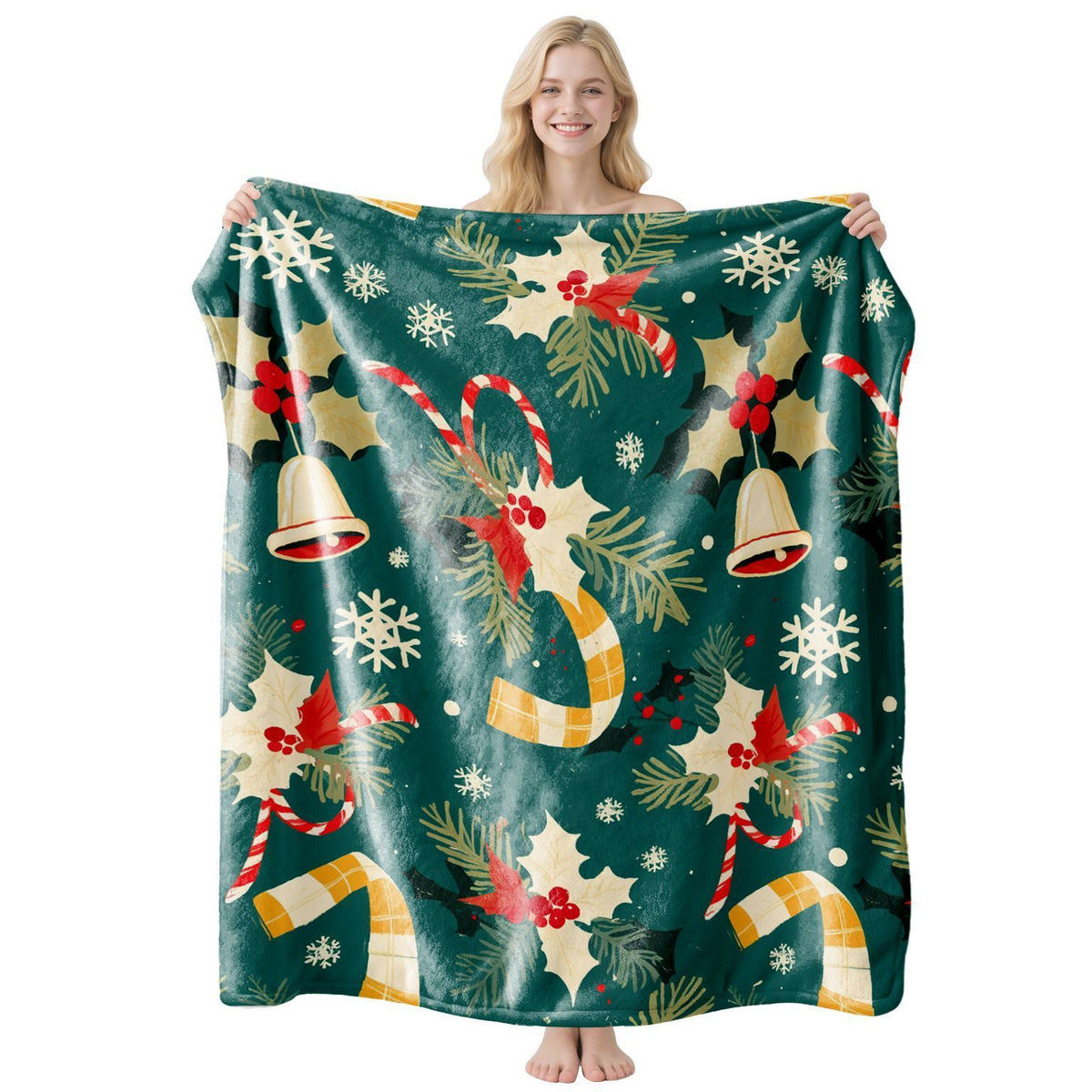 Festive Flannel Throw Blanket – 75 × 100cm | Christmas Design