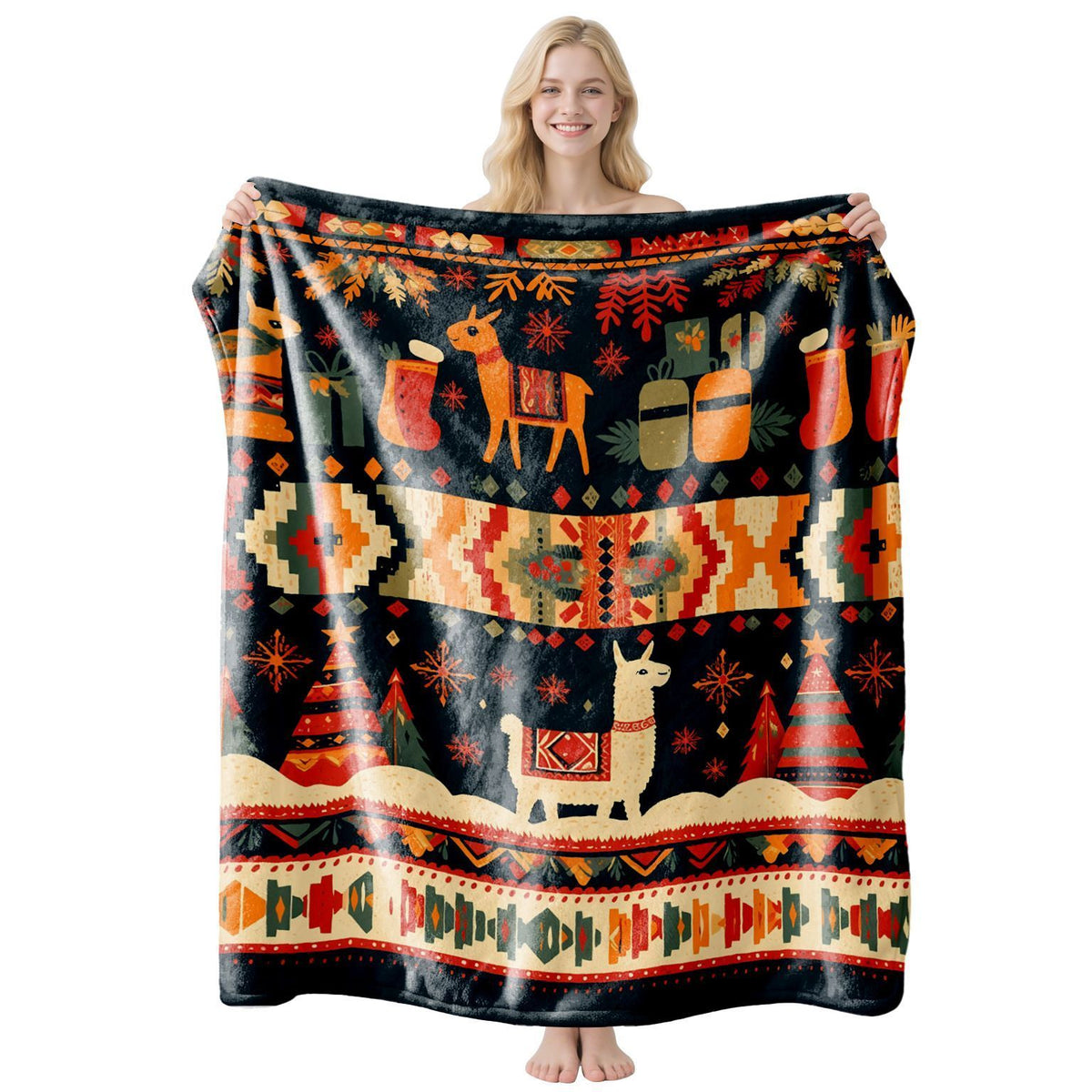 Festive Flannel Throw Blanket – 100 × 150cm | Christmas Design