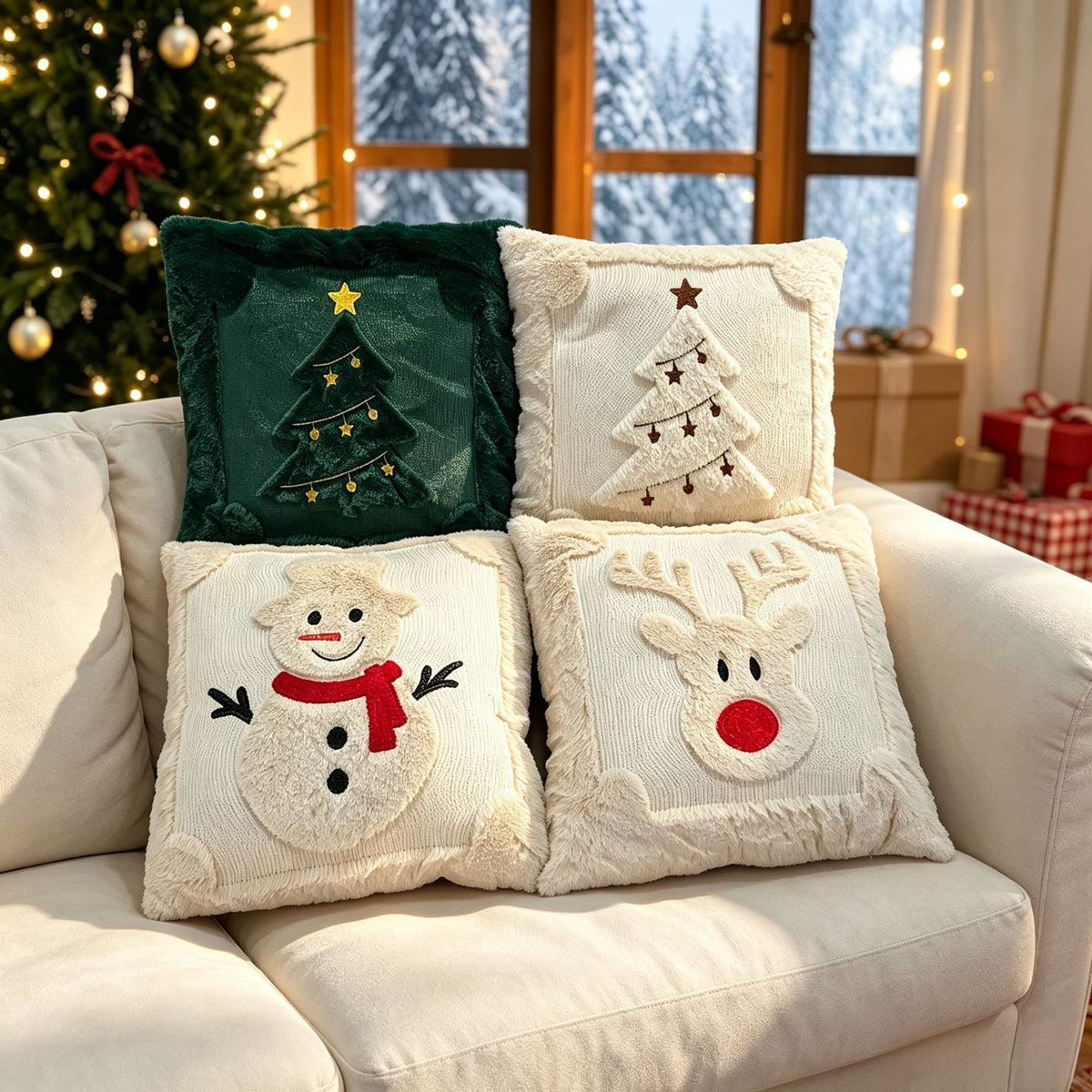 Set of 2 Christmas Cushion Covers – Reindeer | 45 × 45cm