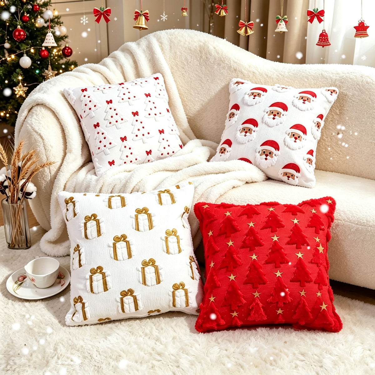 Christmas Cushion Covers – Set of 2 | 45 × 45cm | Festive Design