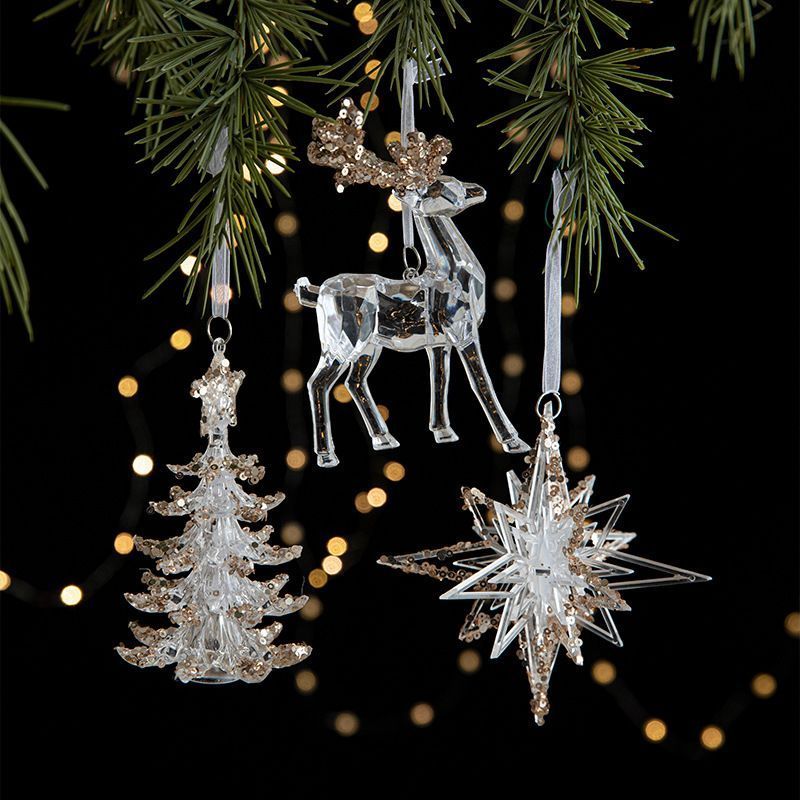 Snowflake Sequin Christmas Ornaments – Set of 2
