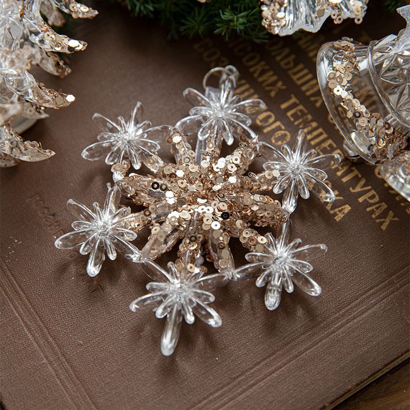 Snowflake Sequin Christmas Ornaments – Set of 2