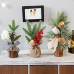 Desktop Mini Christmas Tree 25cm, Cotton Style Christmas Window Potted Decoration