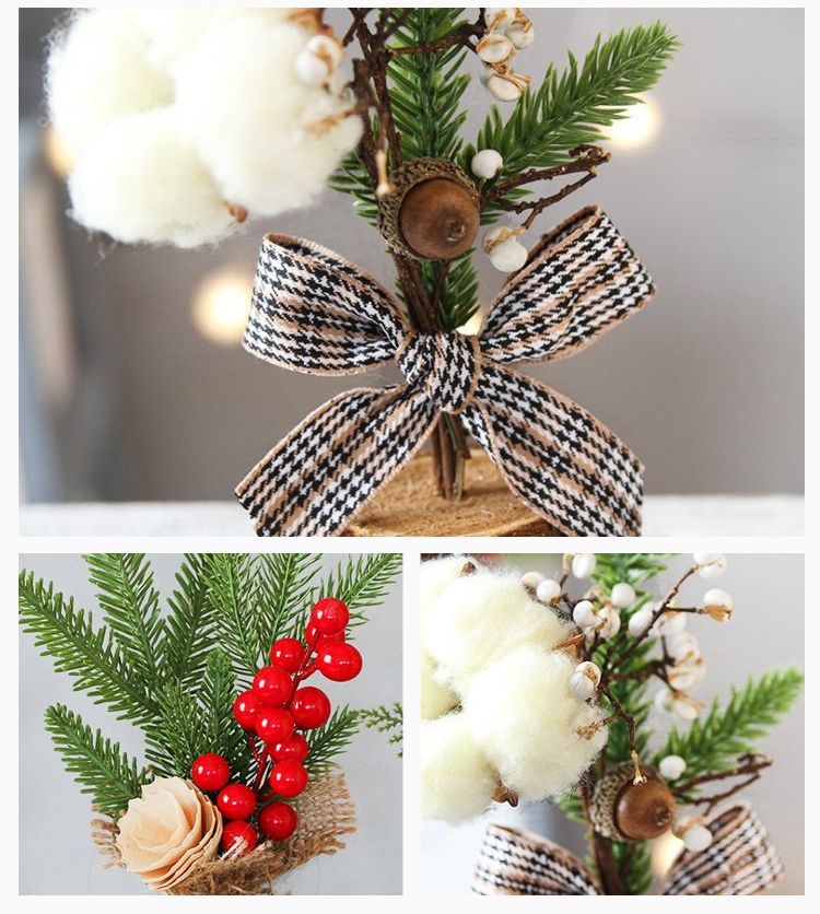 Desktop Mini Christmas Tree 25cm, Cotton Style Christmas Window Potted Decoration