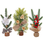Desktop Mini Christmas Tree 25cm, Cotton Style Christmas Window Potted Decoration
