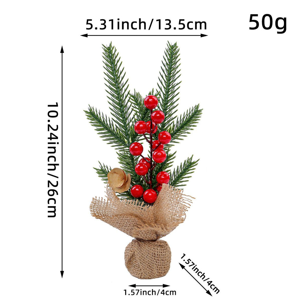 Desktop Mini Christmas Tree 25cm, Cotton Style Christmas Window Potted Decoration