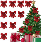 Red Christmas Tree Bows – Set of 10