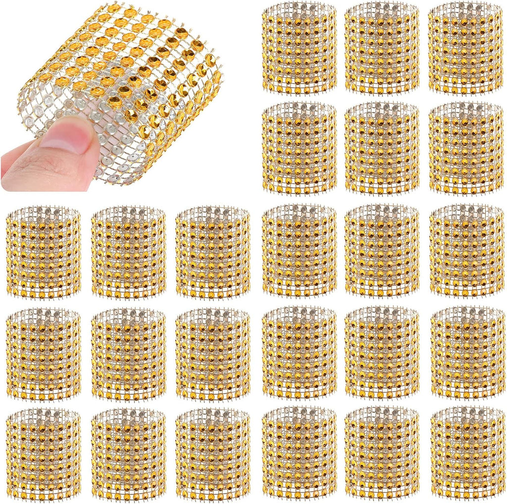 24Pack Napkin Rings, Gold Napkins Rings Plastic, Gold Napkin Holders for Anniversary, Birthday, Parties, Weddings and Dinners