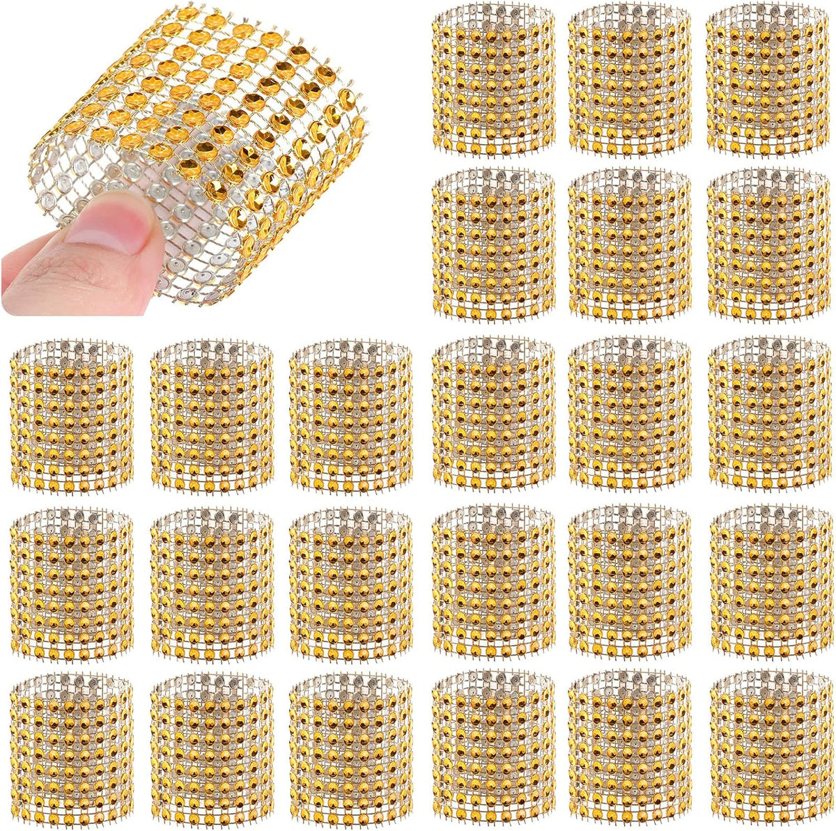 24Pack Napkin Rings, Gold Napkins Rings Plastic, Gold Napkin Holders for Anniversary, Birthday, Parties, Weddings and Dinners