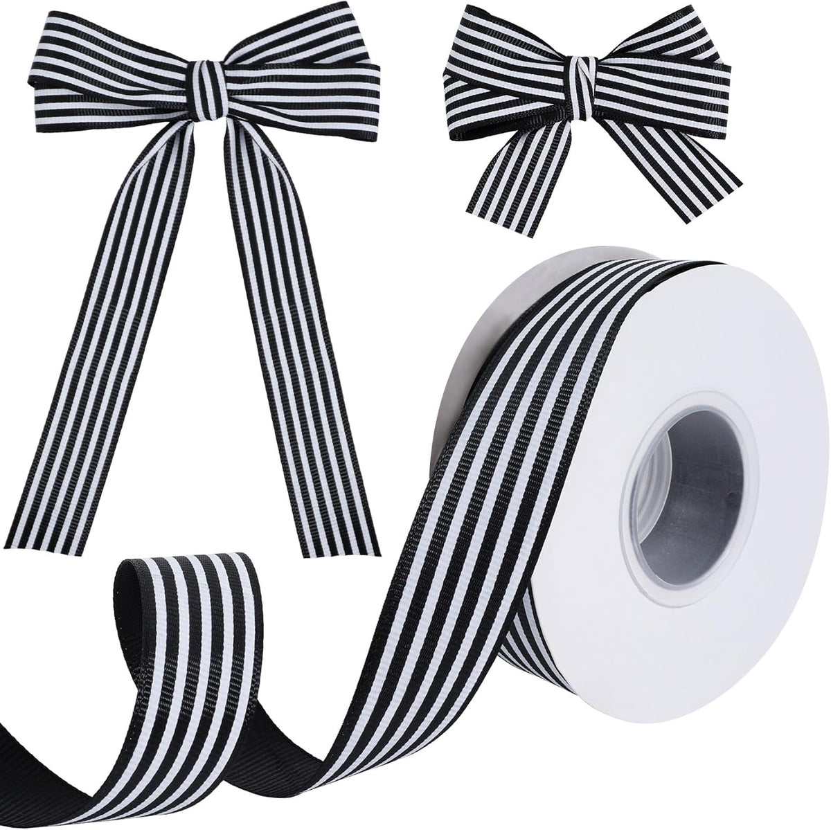 Black & White Striped Ribbon – 25 Yards