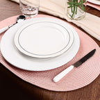 Placemats Set of 6 for Dining Table Washable Woven Non-Slip 18x12 inches Placemat Heat-Resistant Durable Table Mats for Dining Table Easy to Clean(Pink)