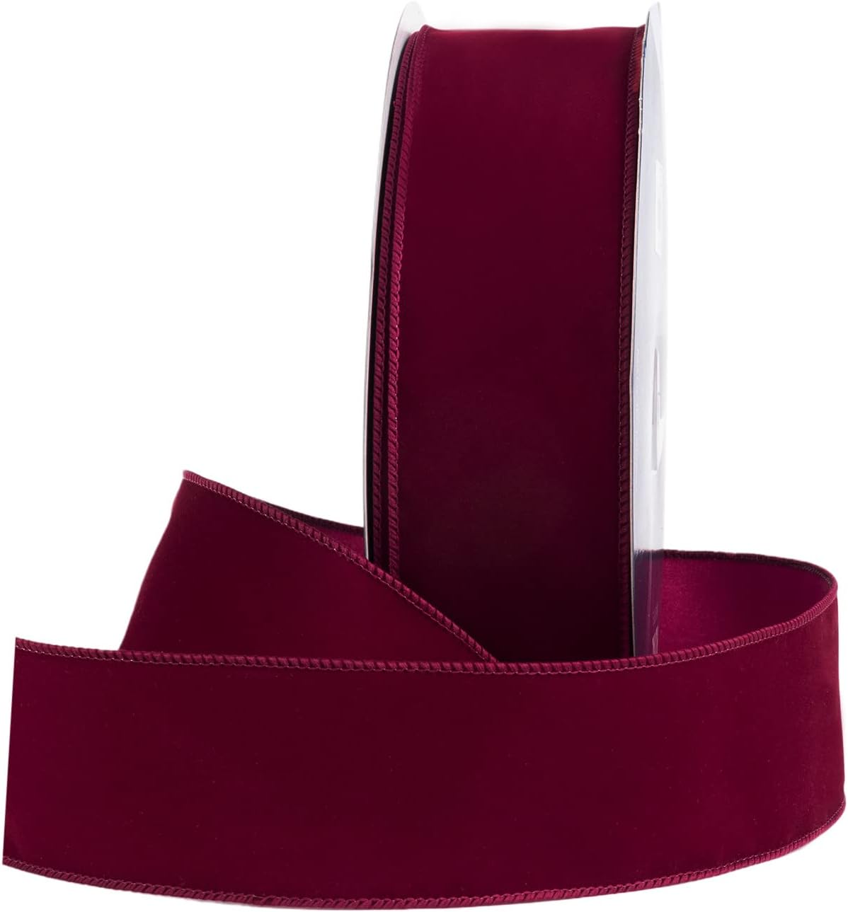 Burgundy Velvet Wired Christmas Ribbon – 1.5in | 50 Yards