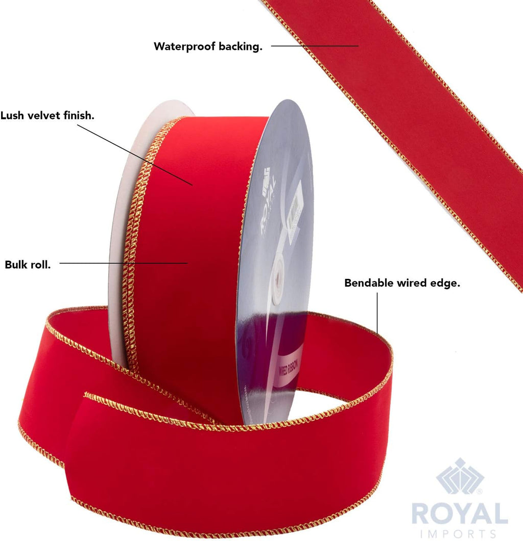 Burgundy Velvet Wired Christmas Ribbon – 1.5in | 50 Yards