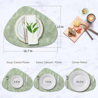 Placemats, Heat Resistant Round Placemats Set of 4 Washable 13 x 17 Inch, Waterproof Table Mats Wipeable for Kitchen, Dining Room Table Christmas Decor, Green