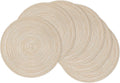 Round Braided Placemats Set of 6 Washable Round Placemats for Kitchen Table 15 inch Round Table Mats (Beige, 6)
