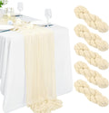 5 Packs 10Ft Ivory Cheesecloth Table Runner, 35" x 120" Rustic Gauze Boho Wedding Table Runner Decorations