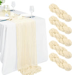 5 Packs 10Ft Ivory Cheesecloth Table Runner, 35" x 120" Rustic Gauze Boho Wedding Table Runner Decorations