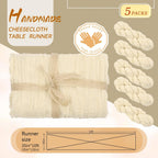 5 Packs 10Ft Ivory Cheesecloth Table Runner, 35" x 120" Rustic Gauze Boho Wedding Table Runner Decorations