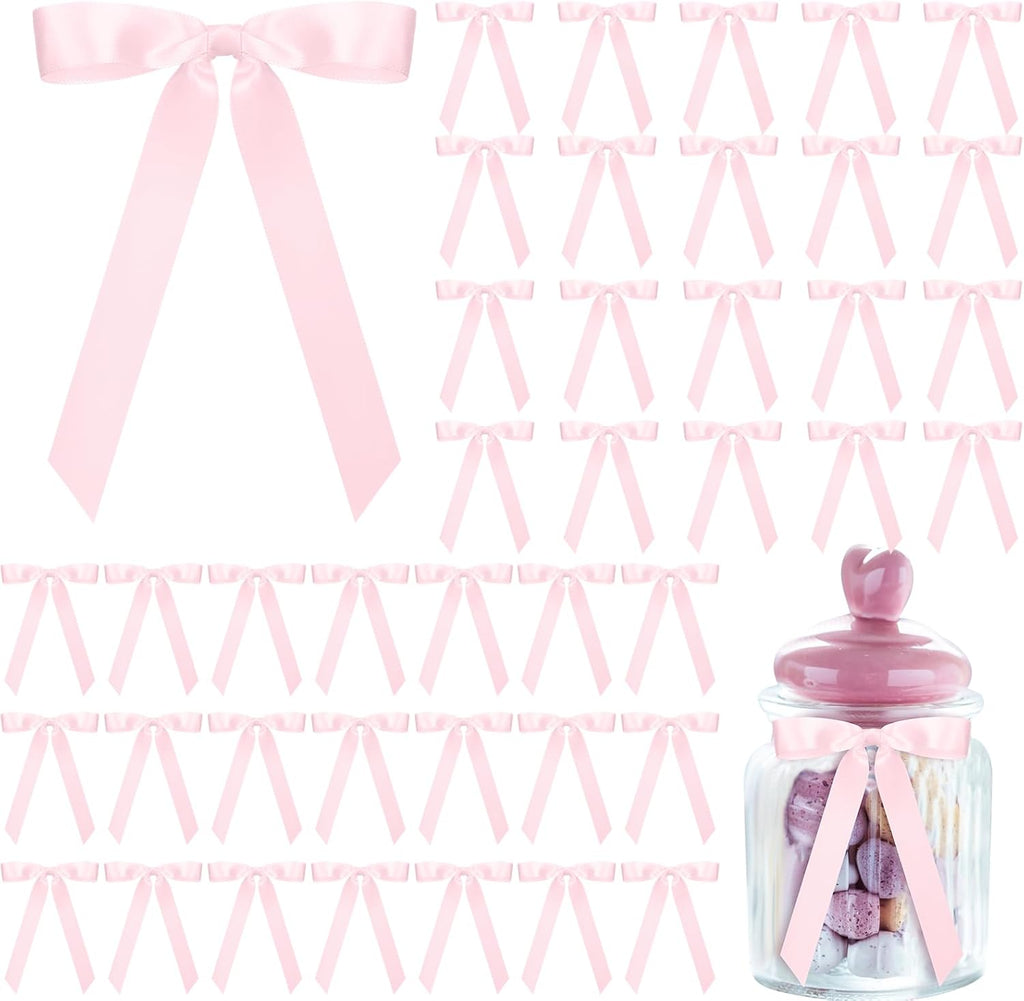 Pink Satin Ribbon Bows – 50pc | 7in